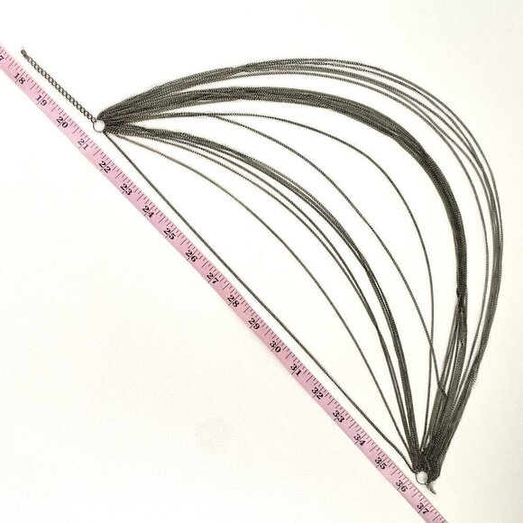 Vintage Multi Strand Necklace Pewter (?) Adjustable Length Bib Statement - Picture 4 of 4